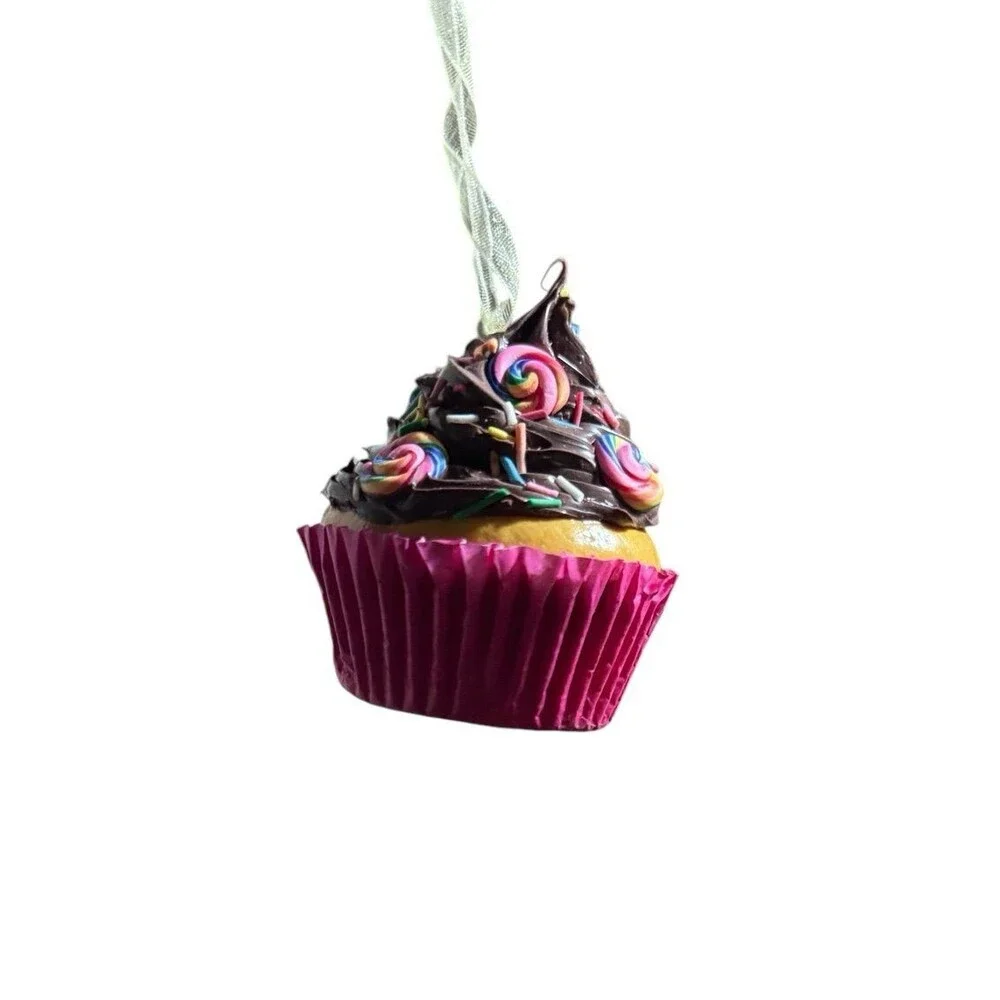 Kurt Adler foam cupcake Christmas Cupcake ornament rainbow sprinkles swirl